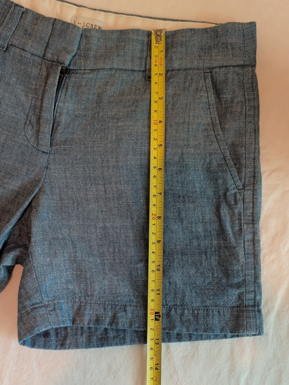 J. Crew Heathered Blue Linen Like 100% Cotton Casual Shorts